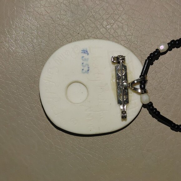 Brooch Pendant Liberty Bell Ceramic Porcelain Penny Sanford 353 Glass Necklace - Picture 10 of 14